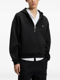 HUGO zipper neck hoodie in a structured cotton blend