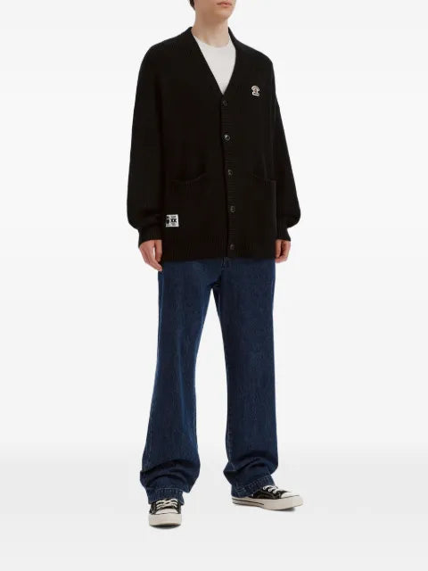 FINGERCROXX logo-patch V-neck cardigan