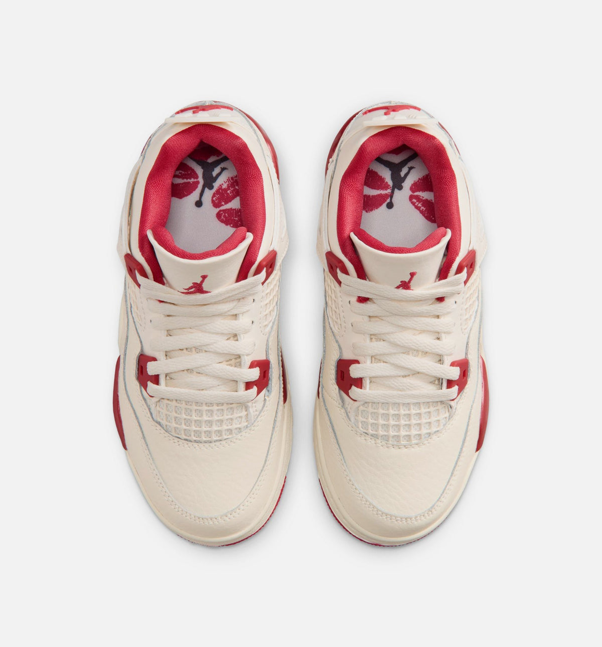 Air Jordan 4 Retro Valentine's Day Preschool Lifestyle Shoes - Light Ivory/Sierra Red/Intense Red